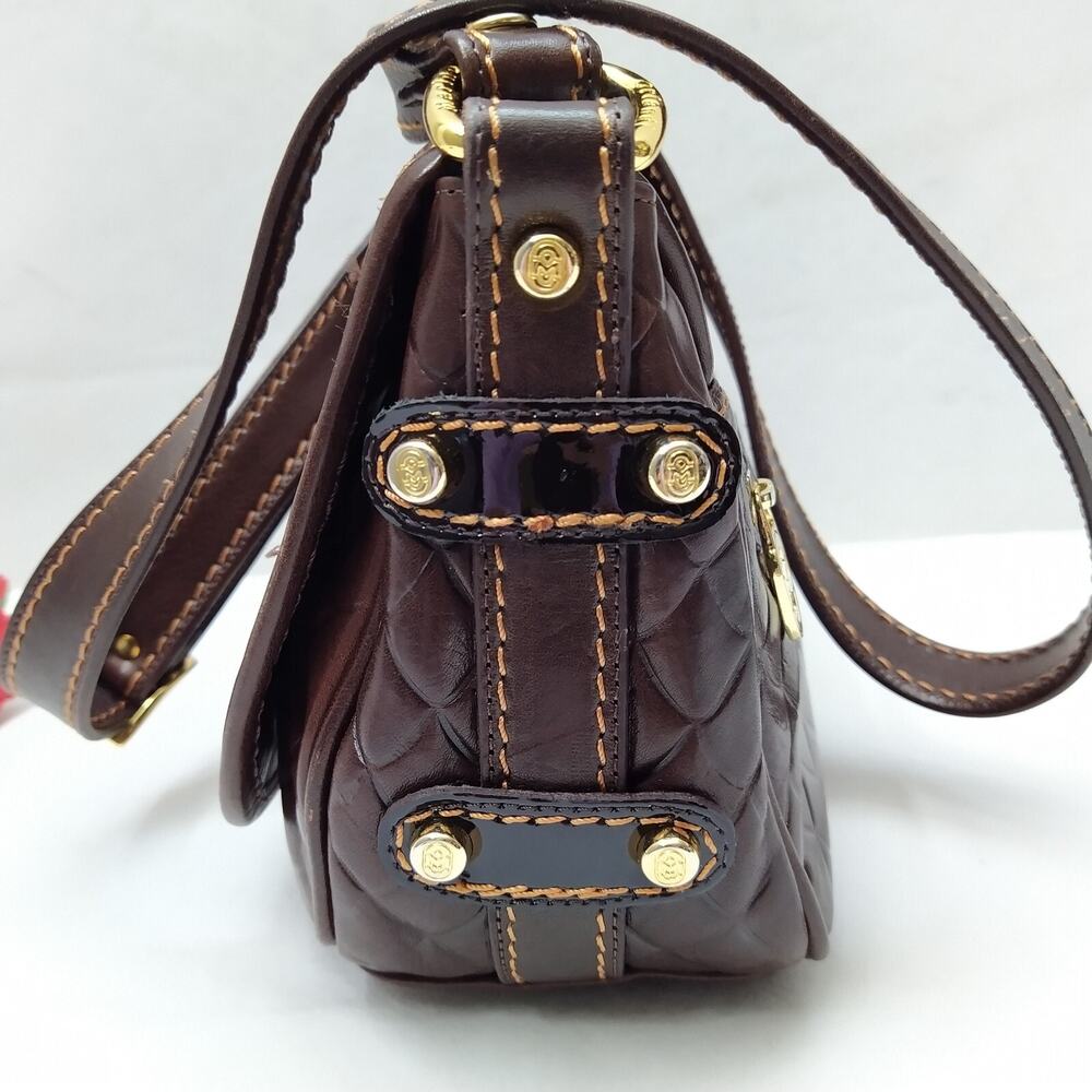 Marino Orlandi Brown Leather Turnlock Flap Closure Crossbody Bag - Picture 5 of 16